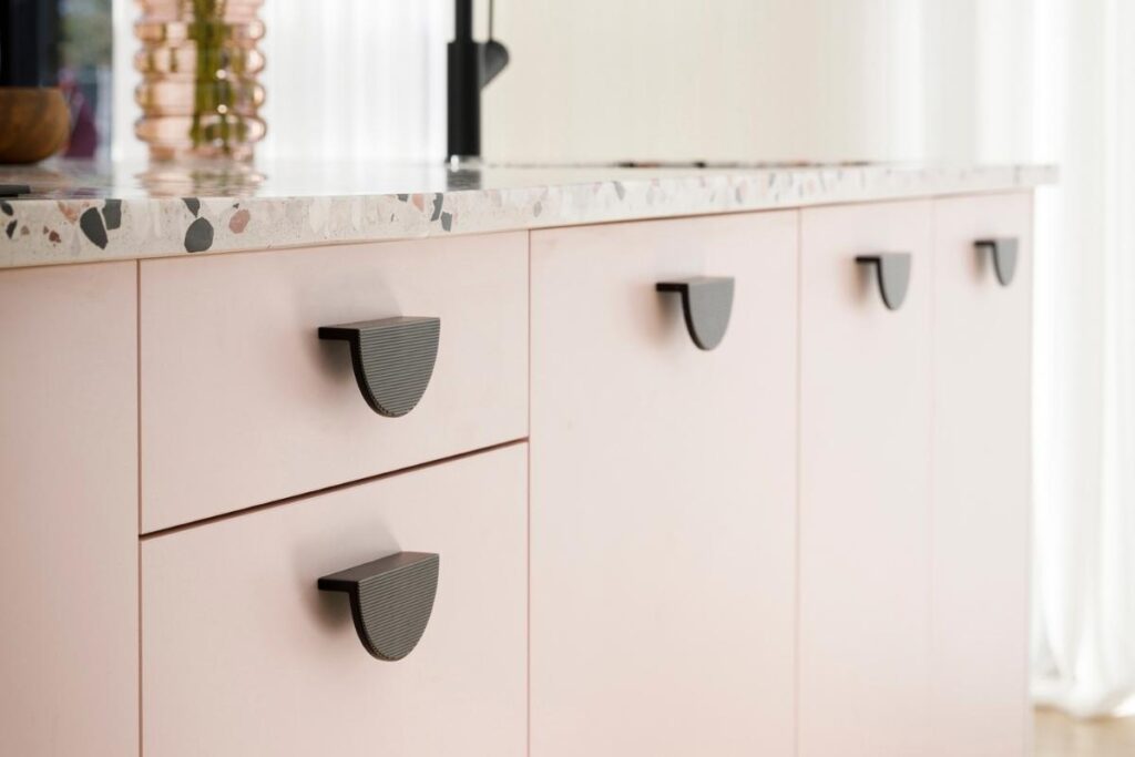 Kitchen Cabinets with Half Moon Handles Matte Black